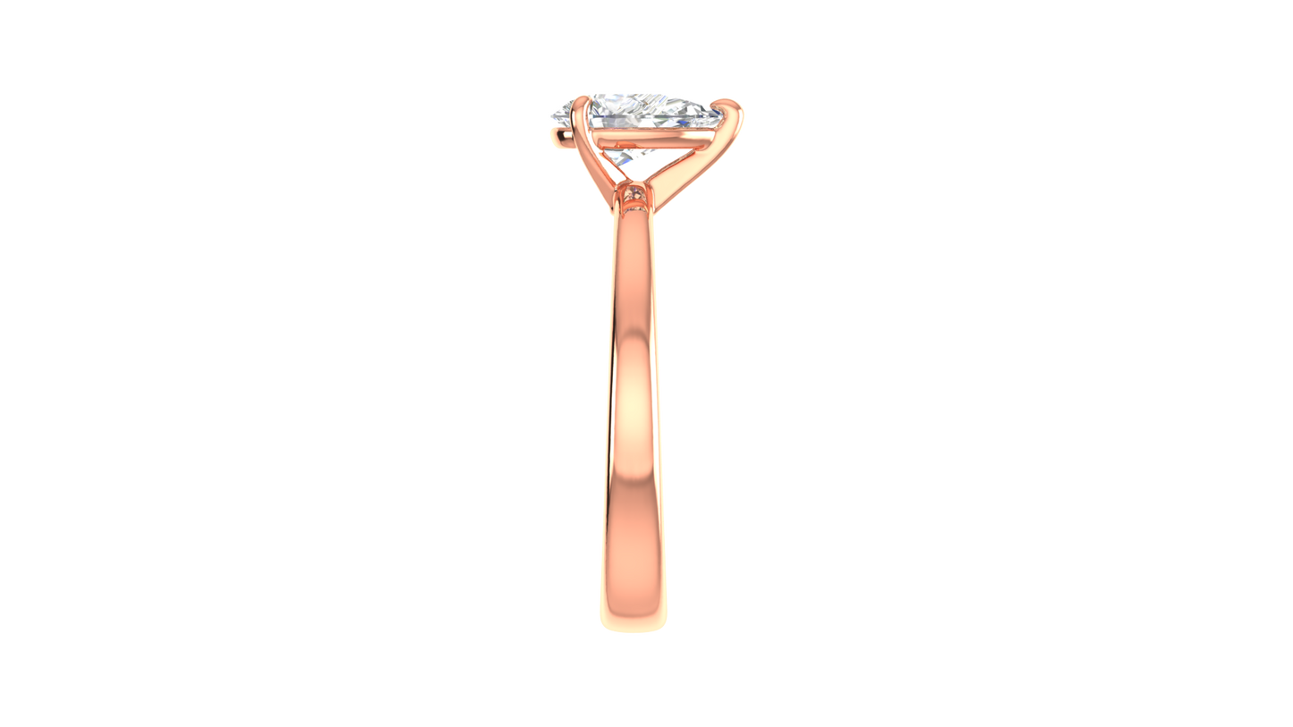 1.00 Ctw Pear Cut Solitaire Engagement Ring Set In 14K Rose Gold