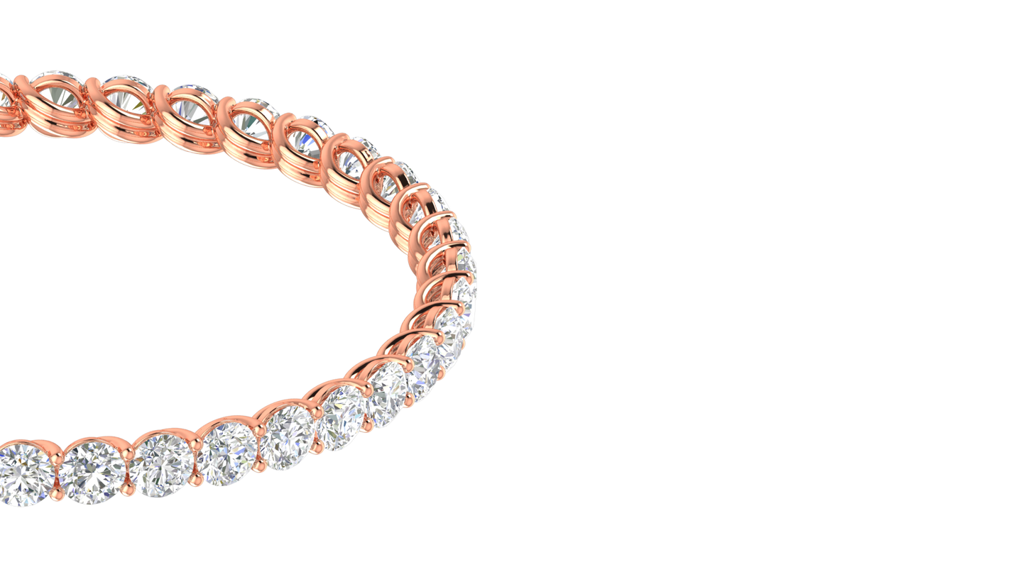 39.00 Ctw Round Cut Diamond Bangle | Twisted Eternity Diamond Bangle Set In Luxury 14K Rose Gold