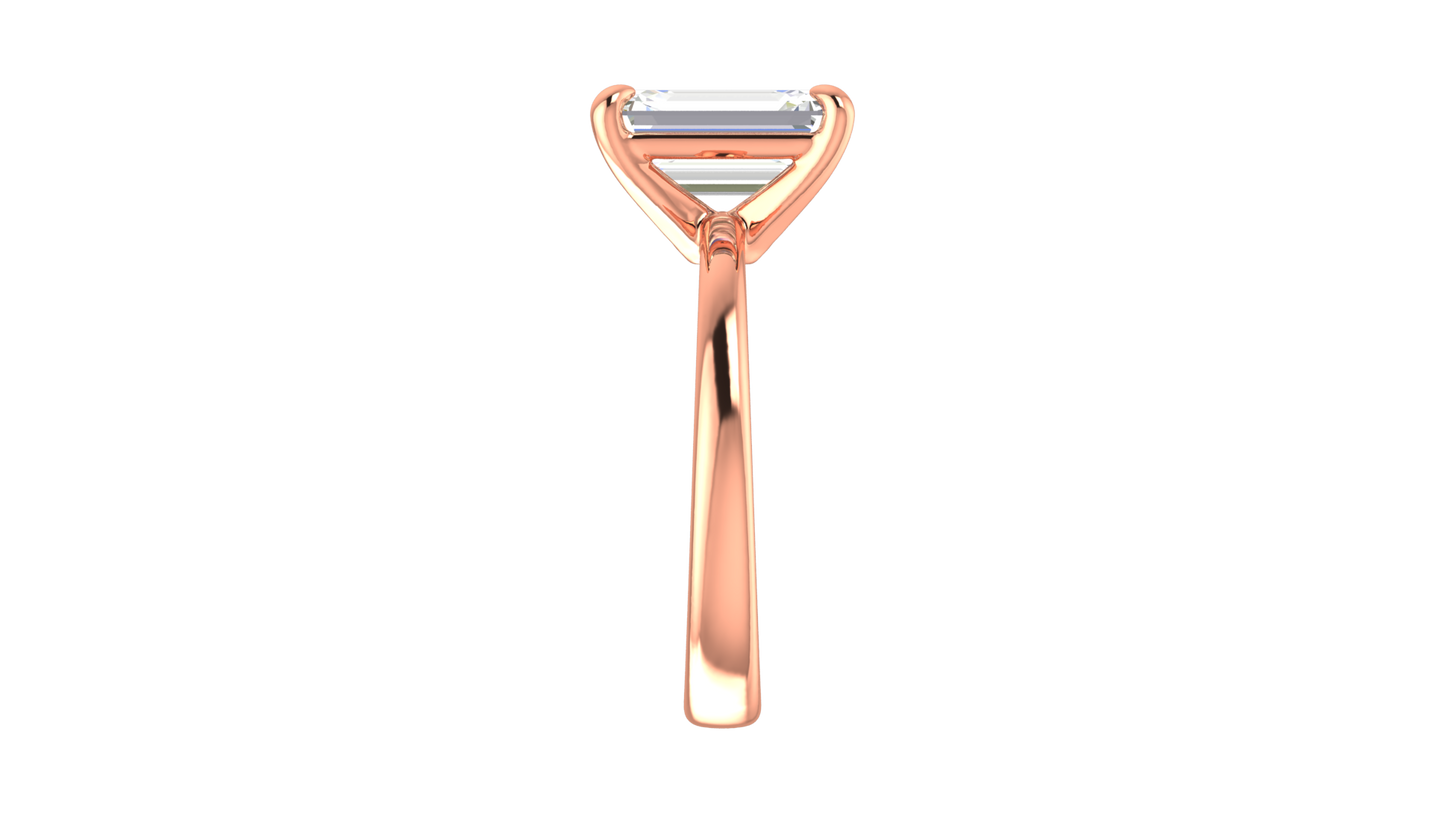 3.00 Ctw Emerald Cut Solitaire Engagement Ring Set In 14K Rose Gold