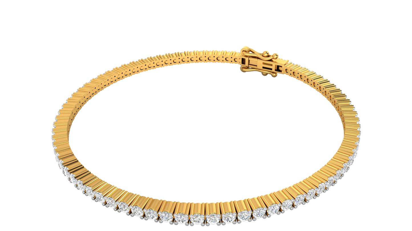 3.12 Ctw Round Brilliant Diamond Tennis Bracelet In 14K Yellow Gold