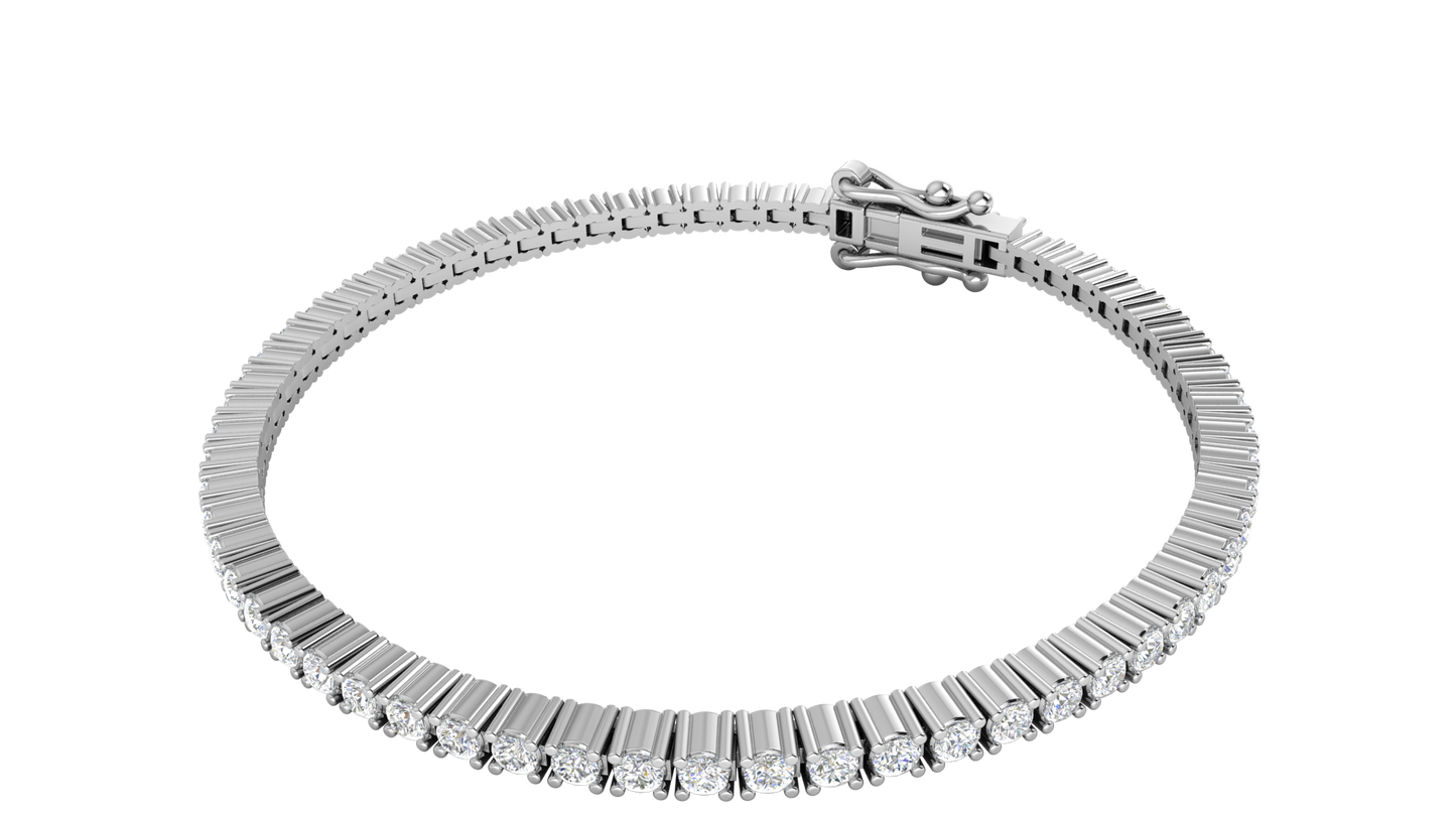 2.26 Ctw Round Brilliant Diamond Tennis Bracelet In 14K White Gold