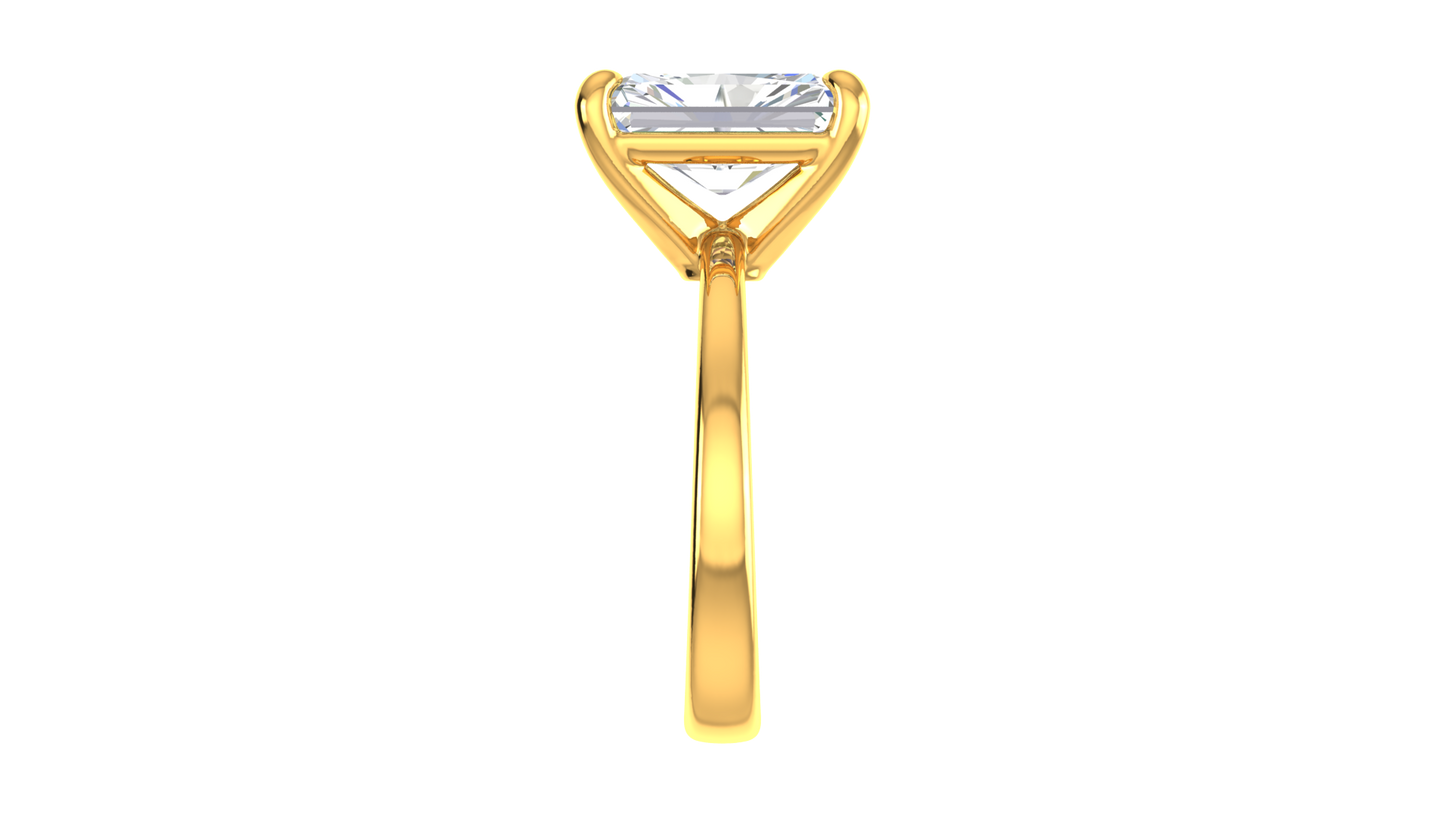 4.00 Ctw Radiant Cut Solitaire Engagement Ring Set In 14K Yellow Gold
