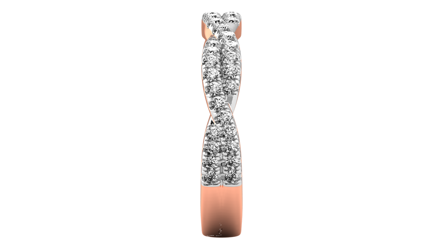0.68 Ctw Sparkling Infinity Diamond Ring Set In 14K Rose Gold