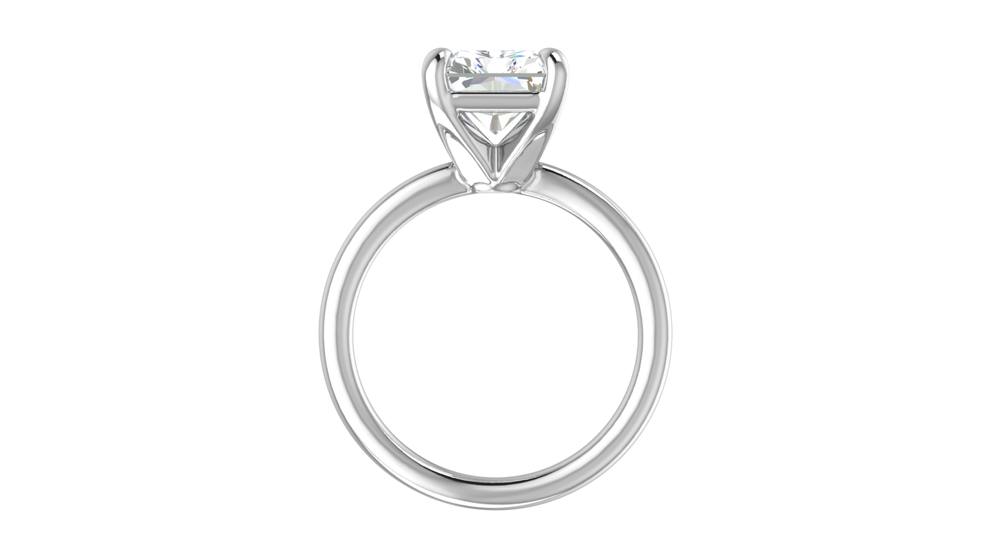 4.00 Ctw Radiant Cut Solitaire Engagement Ring Set In 14K White Gold