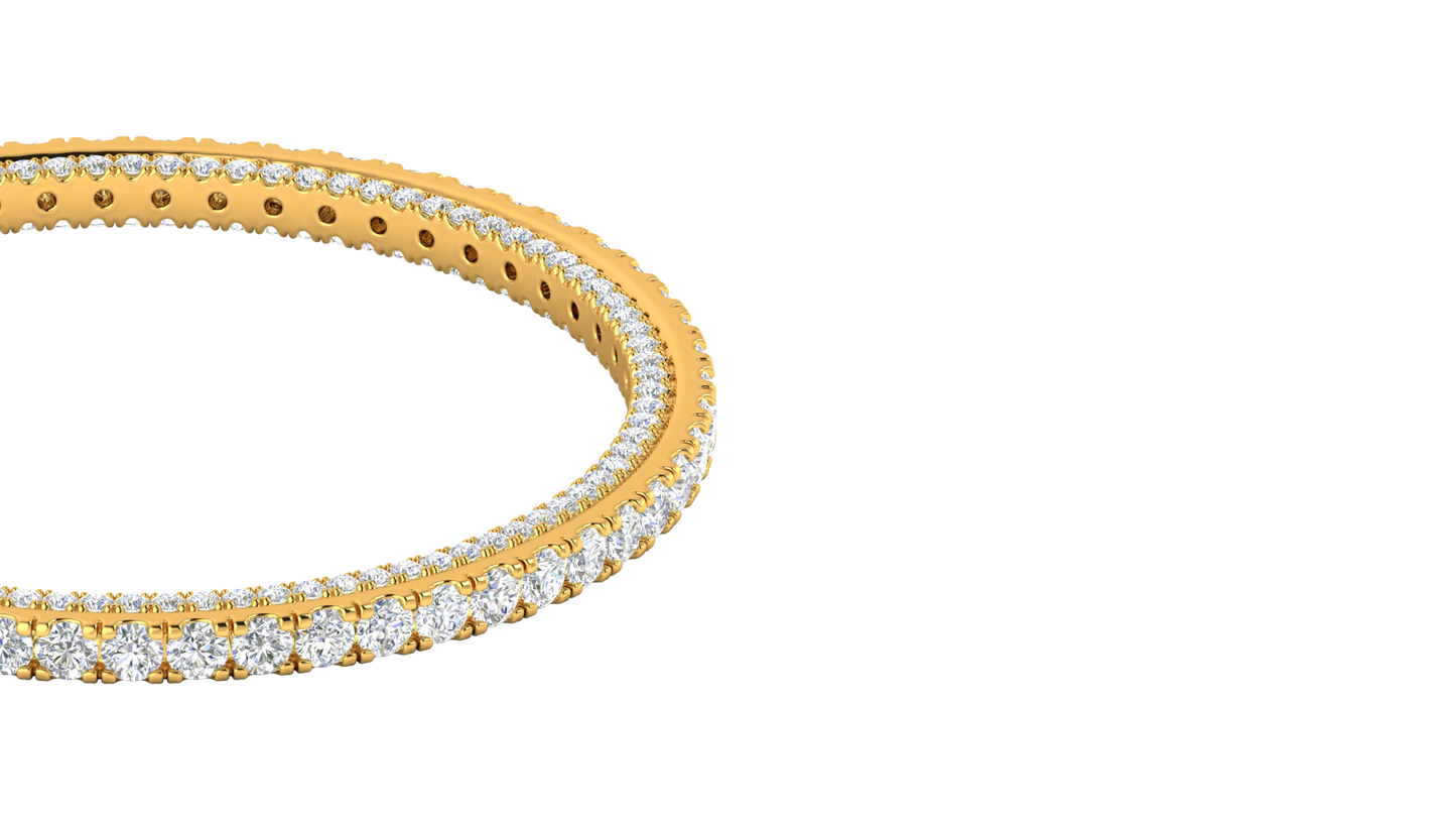 32.40 Ctw Round Cut Diamond Bangle | Double Row Pavé-Set Luxury Diamond Bangle Set In 14K Yellow Gold