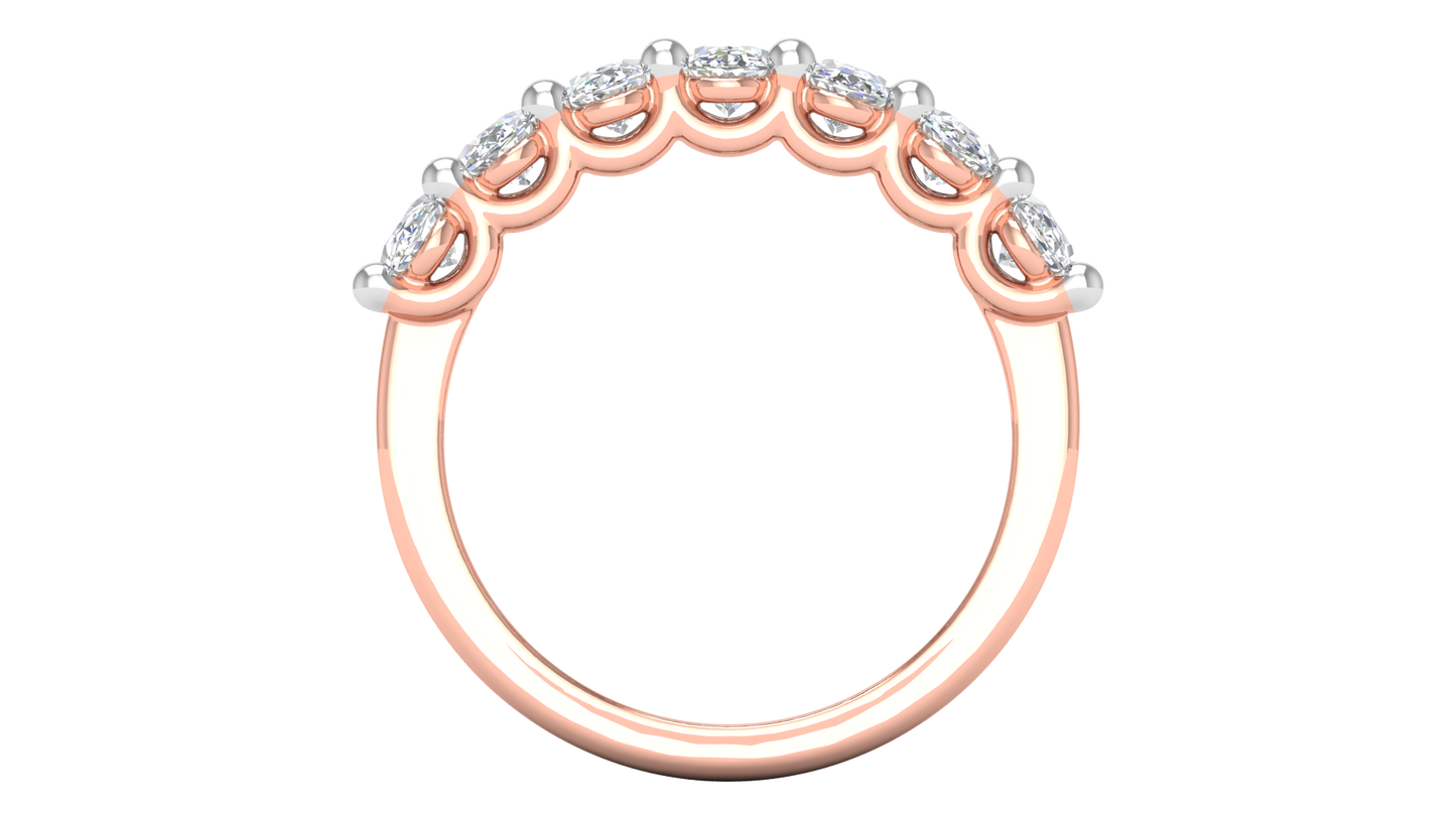 2.10 Ctw Luxurious Oval Cut Seven Stone Wedding Band With U-Shape Prong Setting In 14K Rose Gold