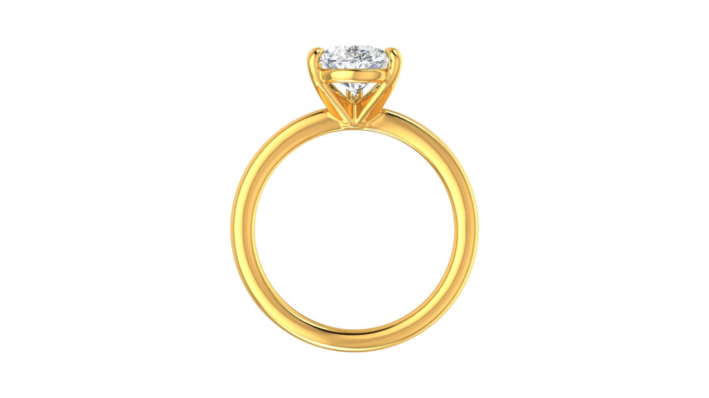 2.00 Ctw Pear Cut Solitaire Engagement Ring Set In 14K Yellow Gold