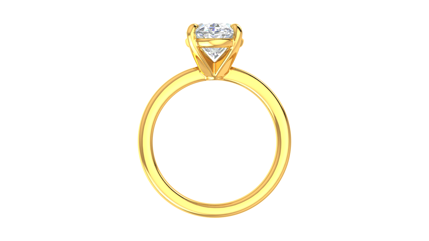 3.00 Ctw Oval Cut Solitaire Engagement Ring Set In 14K Yellow Gold