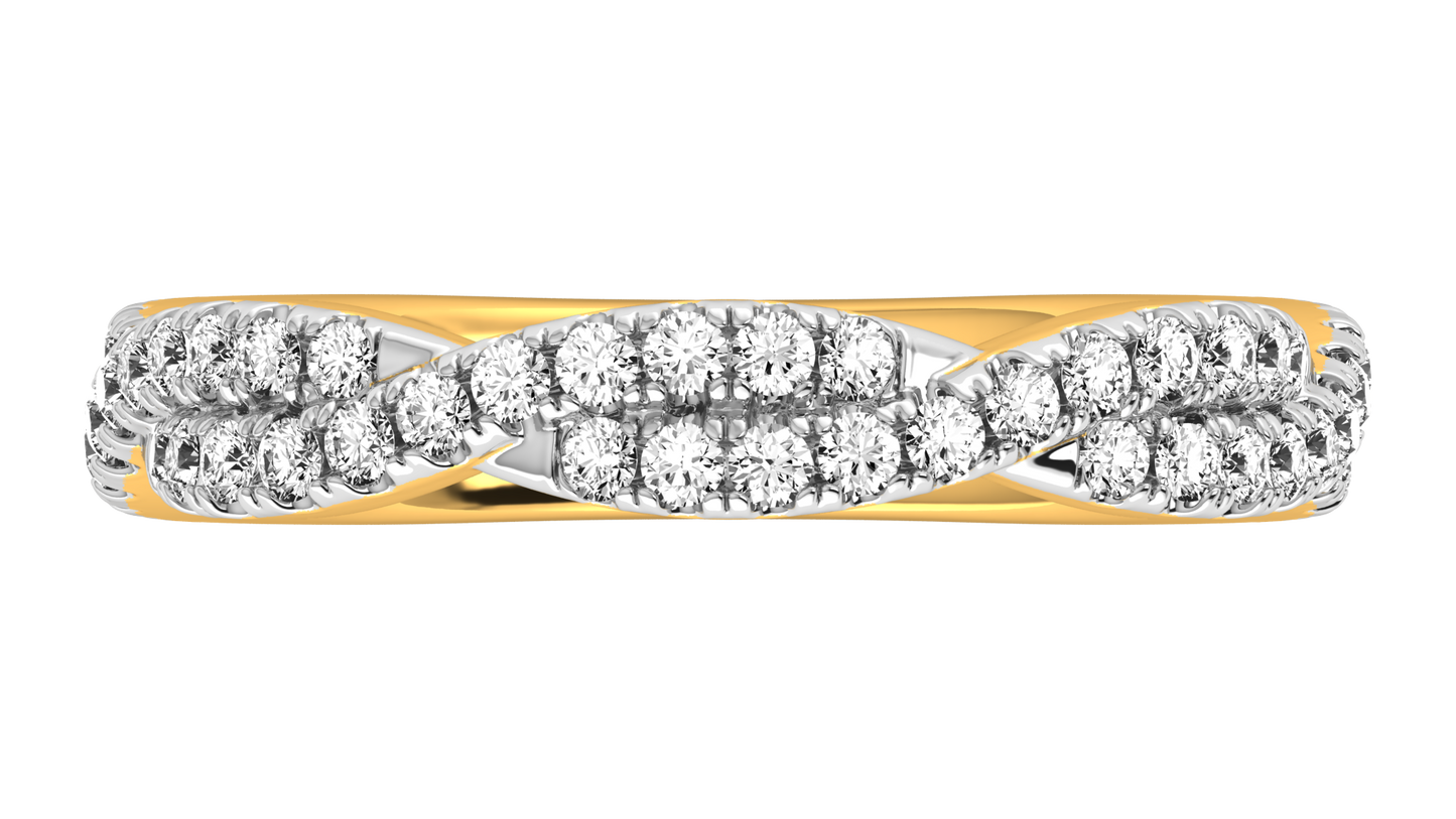 0.68 Ctw Sparkling Infinity Diamond Ring Set In 14K Yellow Gold