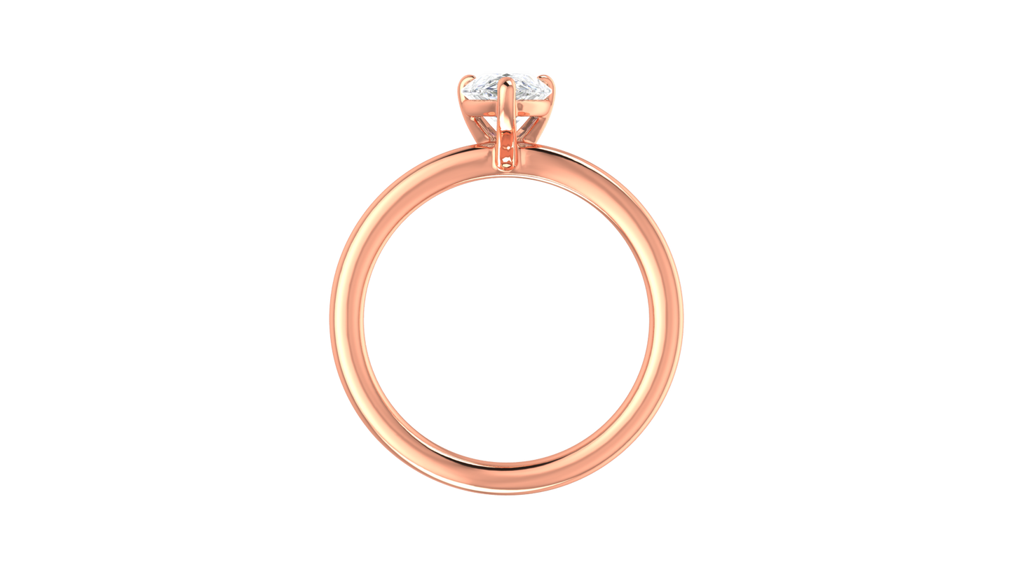 1.00 Ctw Pear Cut Solitaire Engagement Ring Set In 14K Rose Gold