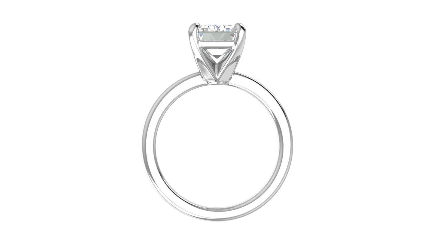 4.00 Ctw Emerald Cut Solitaire Engagement Ring Set In 14K White Gold