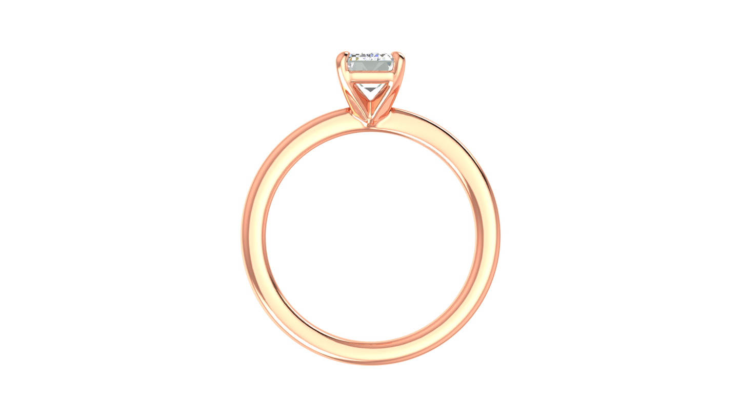 1.00 Ctw Emerald Cut Solitaire Engagement Ring Set In 14K Rose Gold