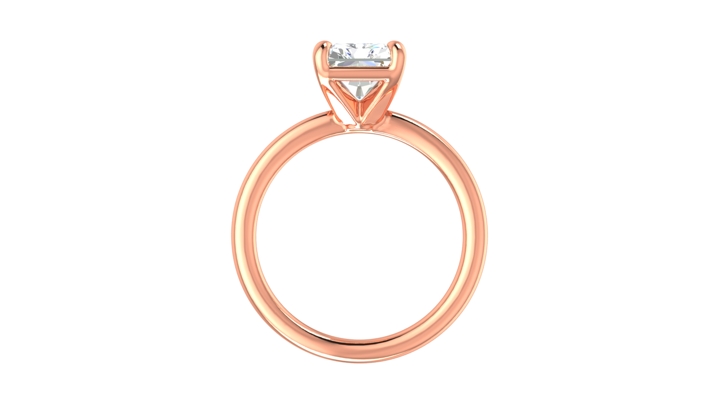 3.00 Ctw Radiant Cut Solitaire Engagement Ring Set In 14K Rose Gold