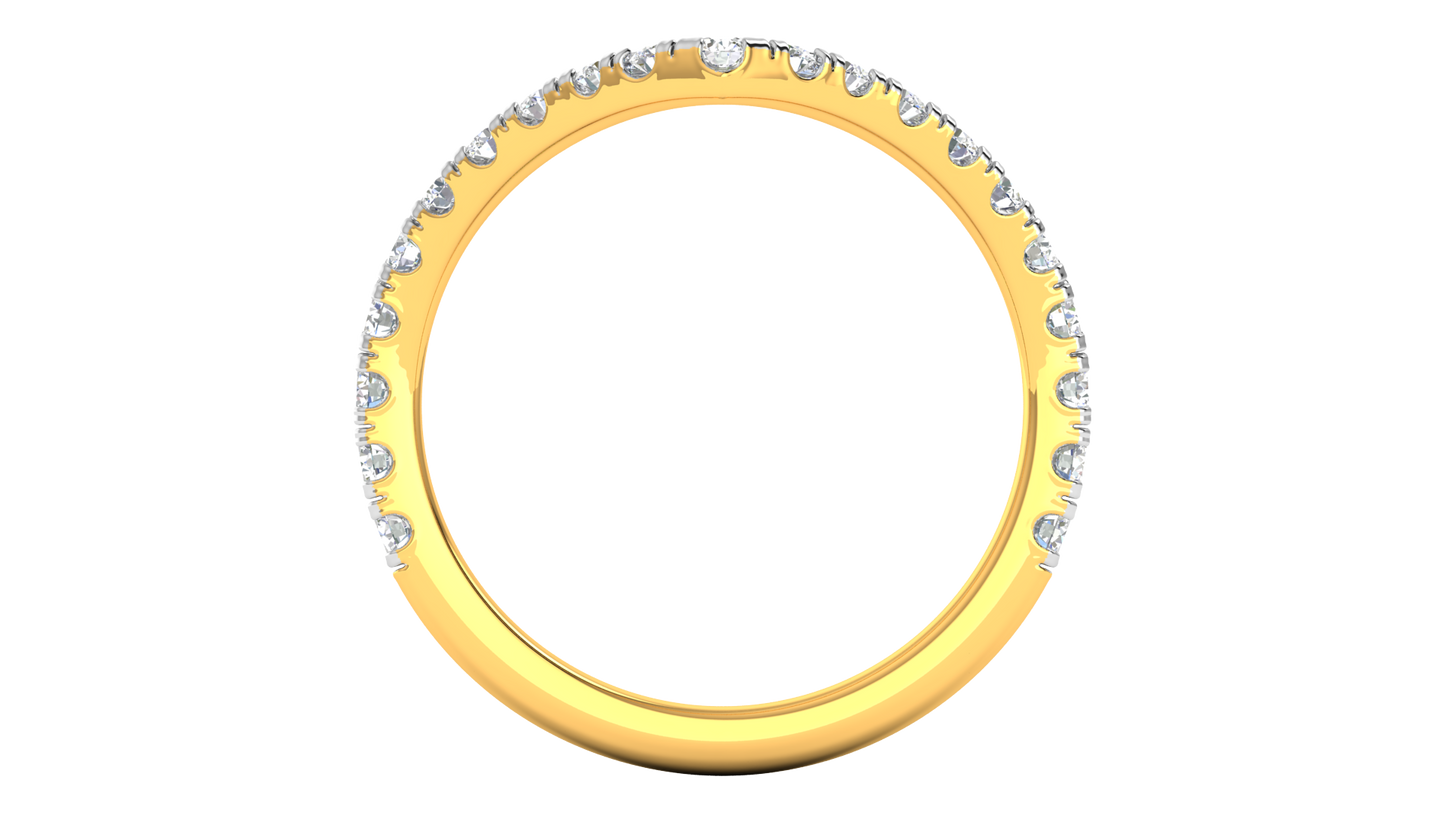 0.63 Ctw Elegant Diamond Chevron Ring Set In 14K Yellow Gold