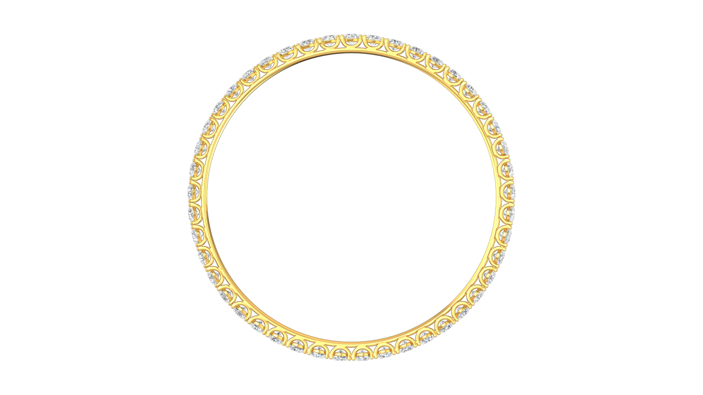 17.10 Ctw Round Cut Diamond Bangle | Shared Prong Diamond Bangle Set In Luxury 14K Yellow Gold