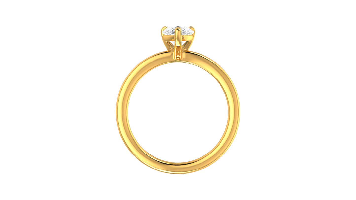 1.00 Ctw Pear Cut Solitaire Engagement Ring Set In 14K Yellow Gold