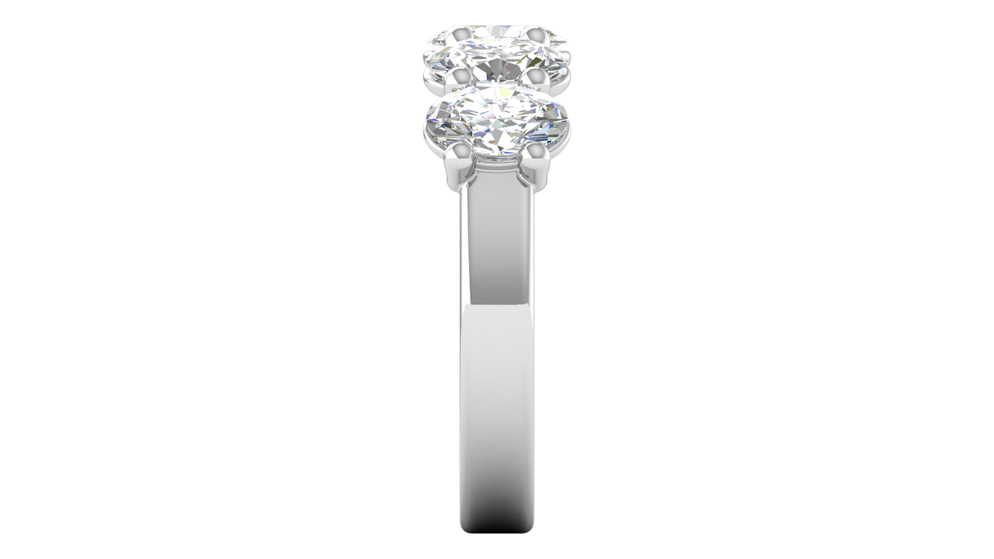 2.50 Ctw Luxurious Oval Cut Five-Stone Wedding Band With U-Shape Prong Setting In 14K White Gold