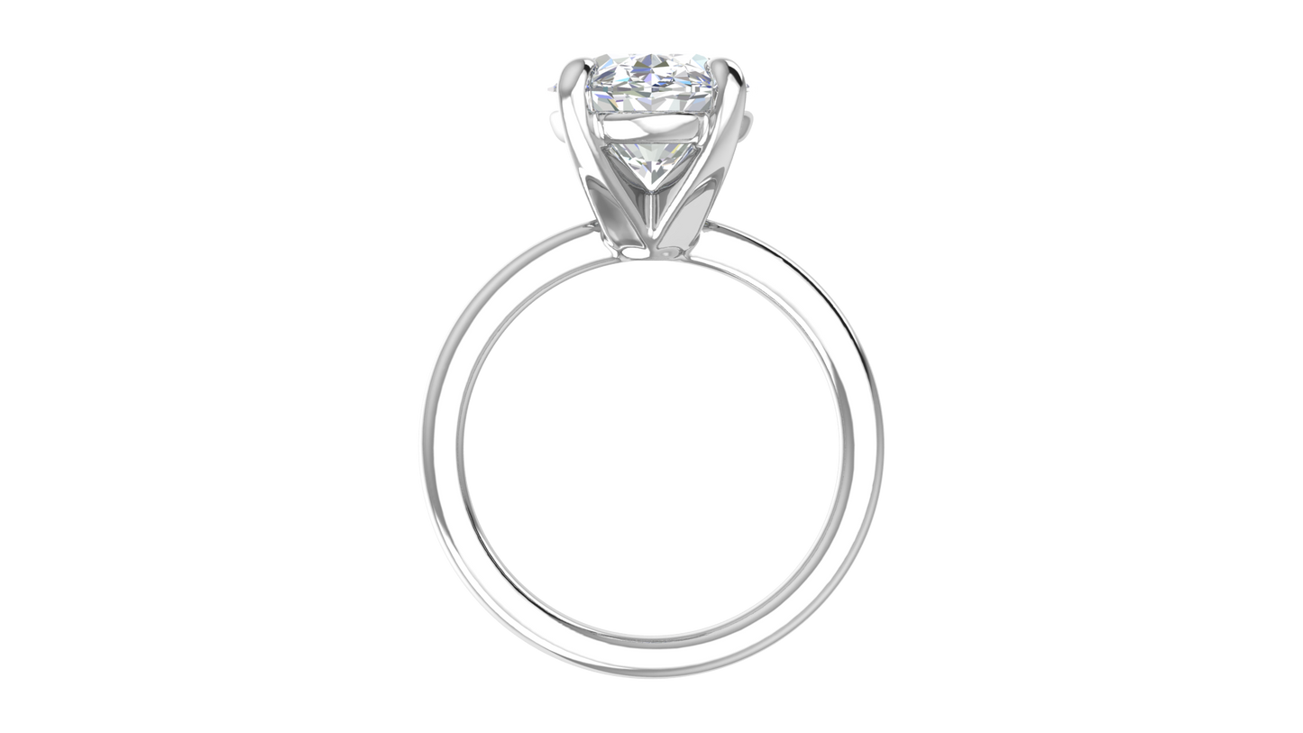 5.00 Ctw Oval Cut Solitaire Engagement Ring Set In 14K White Gold