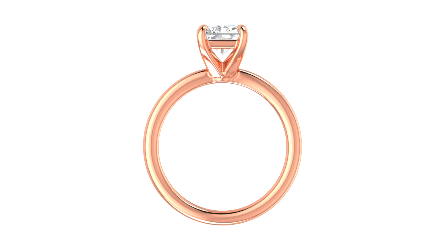 2.00 Ctw Radiant Cut Solitaire Engagement Ring Set In 14K Rose Gold