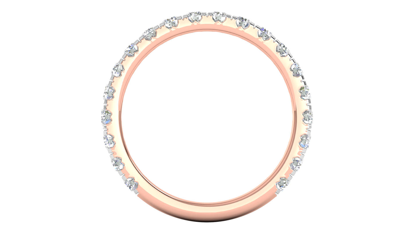 0.90 Ctw Timeless 4 Prong Wedding Band Set In 14K Rose Gold