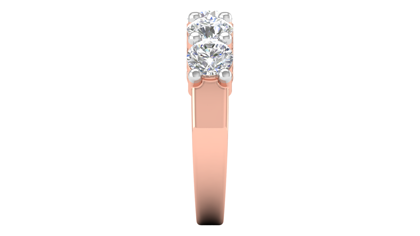 2.50 Ctw Elegant Five-Stone Wedding Band Set In 14K Rose Gold