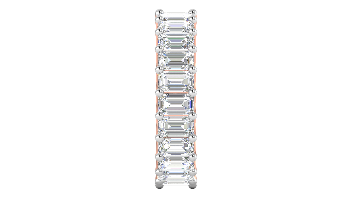 6.90 Ctw Emerald Cut Diamond Eternity Band Set In 14K Rose Gold