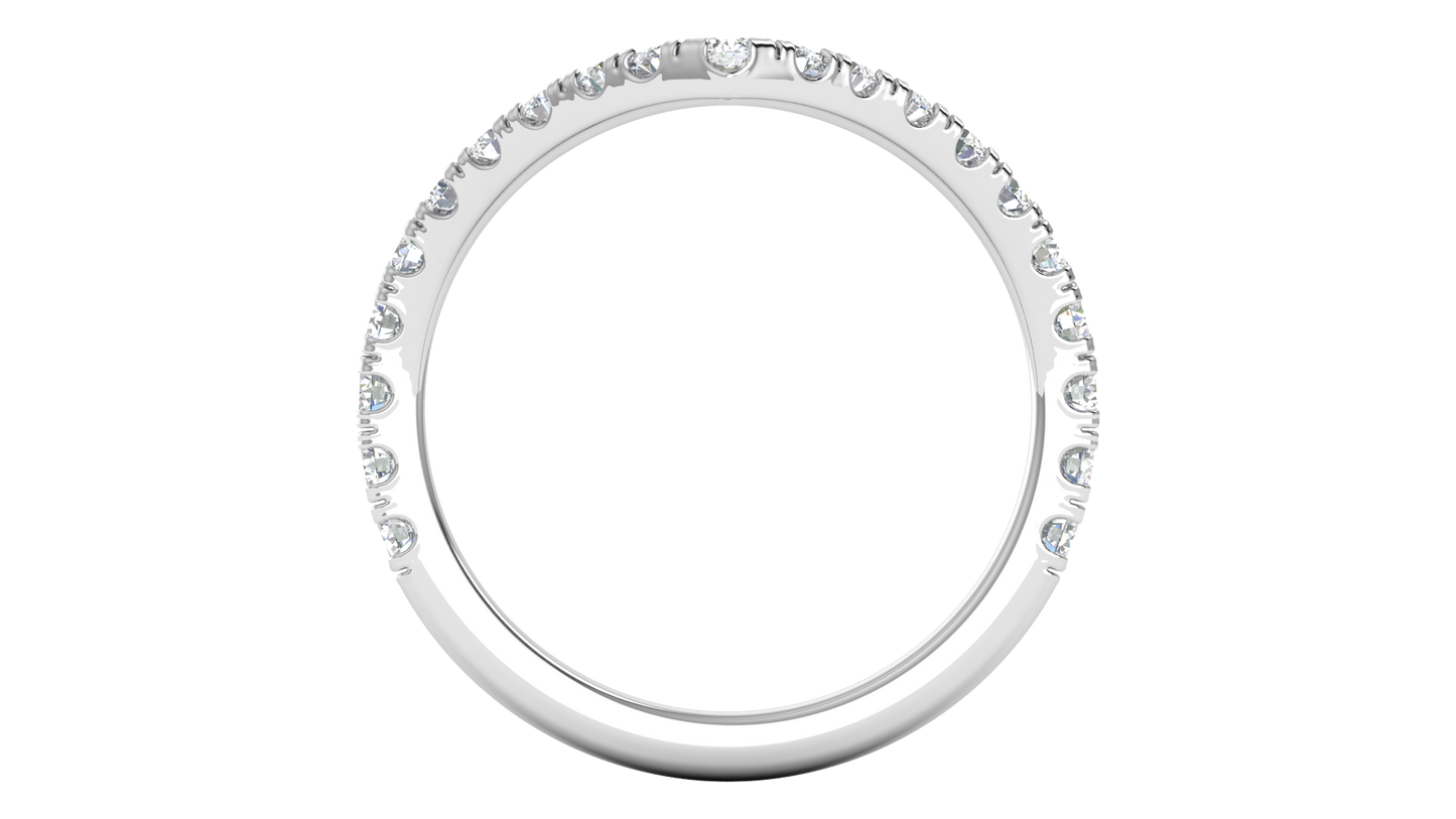 0.63 Ctw Elegant Diamond Chevron Ring Set In 14K White Gold