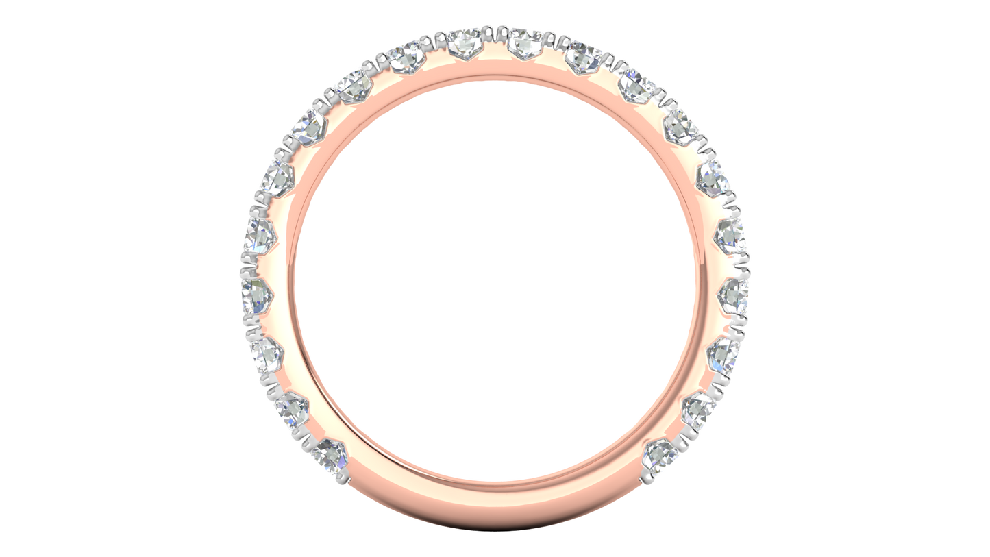 1.20 Ctw Timeless 4 Prong Wedding Band Set In 14K Rose Gold