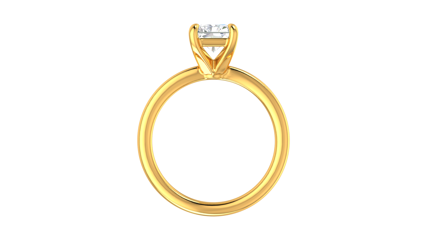 2.00 Ctw Radiant Cut Solitaire Engagement Ring Set In 14K Yellow Gold