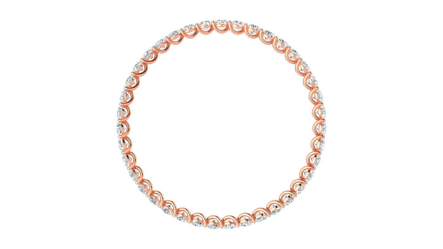39.00 Ctw Round Cut Diamond Bangle | Twisted Eternity Diamond Bangle Set In Luxury 14K Rose Gold