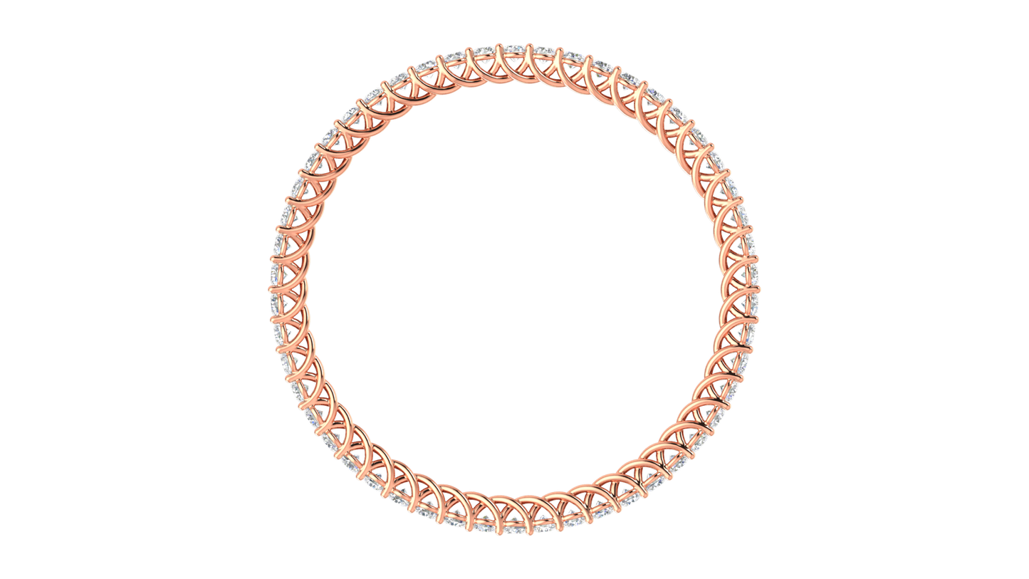 25.00 Ctw Round Cut Diamond Bangle | Twisted Rope Diamond Eternity Bangle Set In Luxury 18K Rose Gold