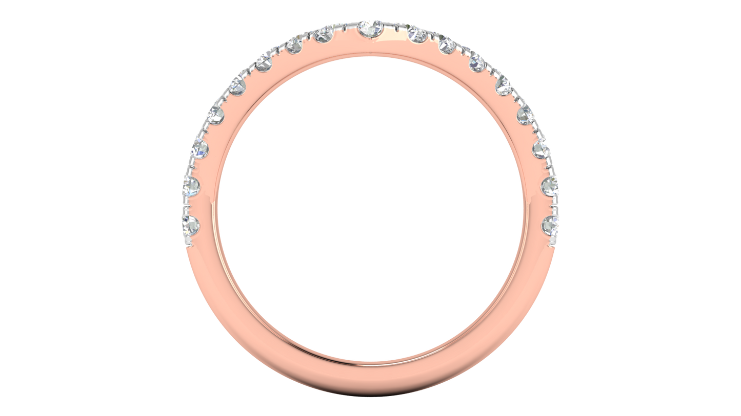 0.68 Ctw Elegant Diamond Chevron Ring Set In 14K Rose Gold