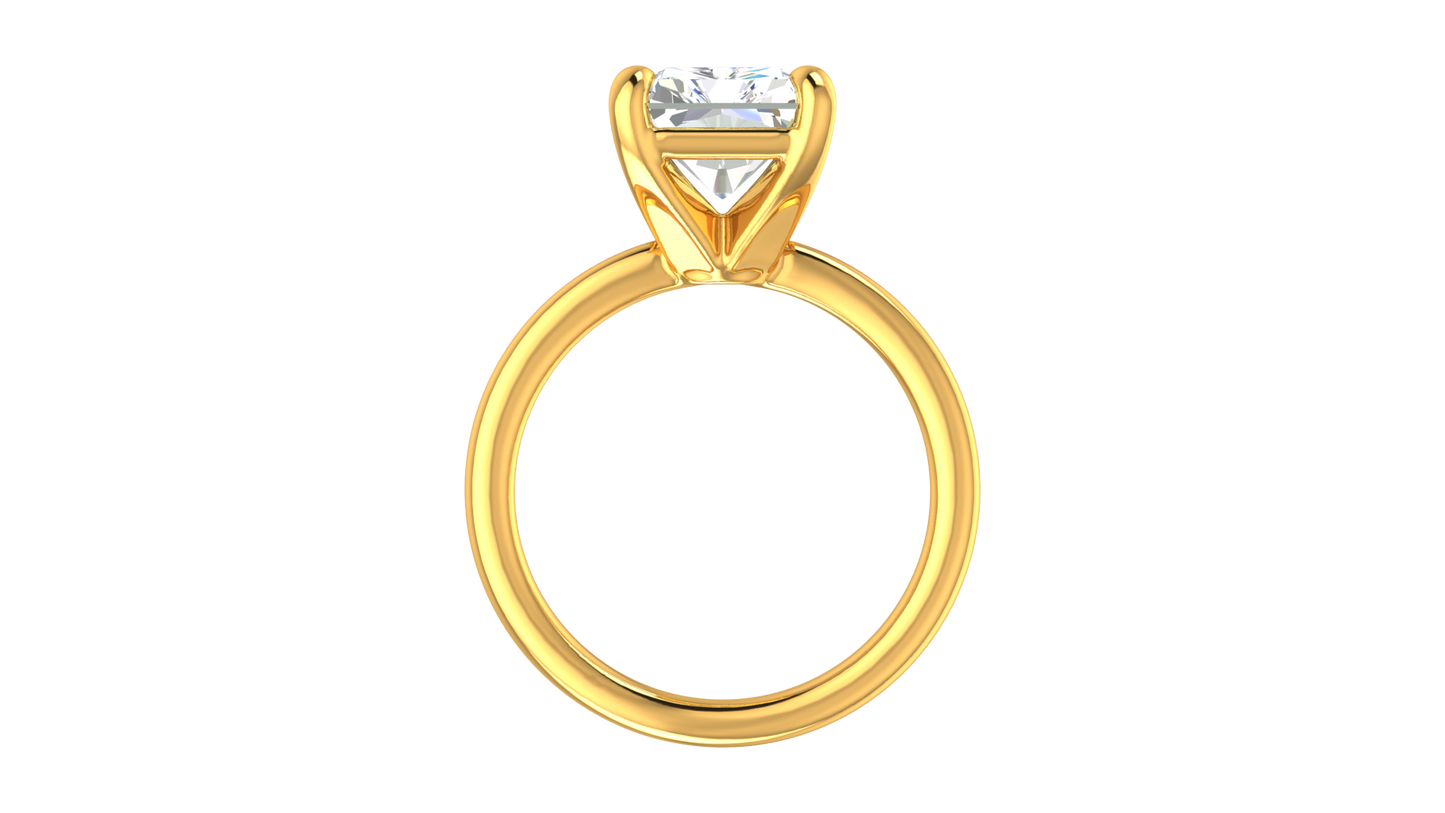 5.00 Ctw Radiant Cut Solitaire Engagement Ring Set In 14K Yellow Gold