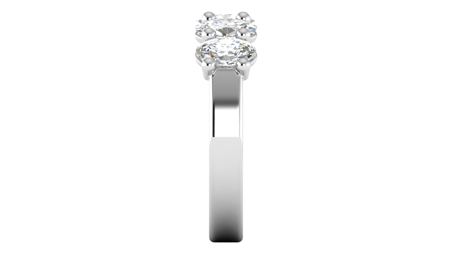 2.00 Ctw Luxurious Oval Cut Five-Stone Wedding Band With U-Shape Prong Setting In 14K White Gold