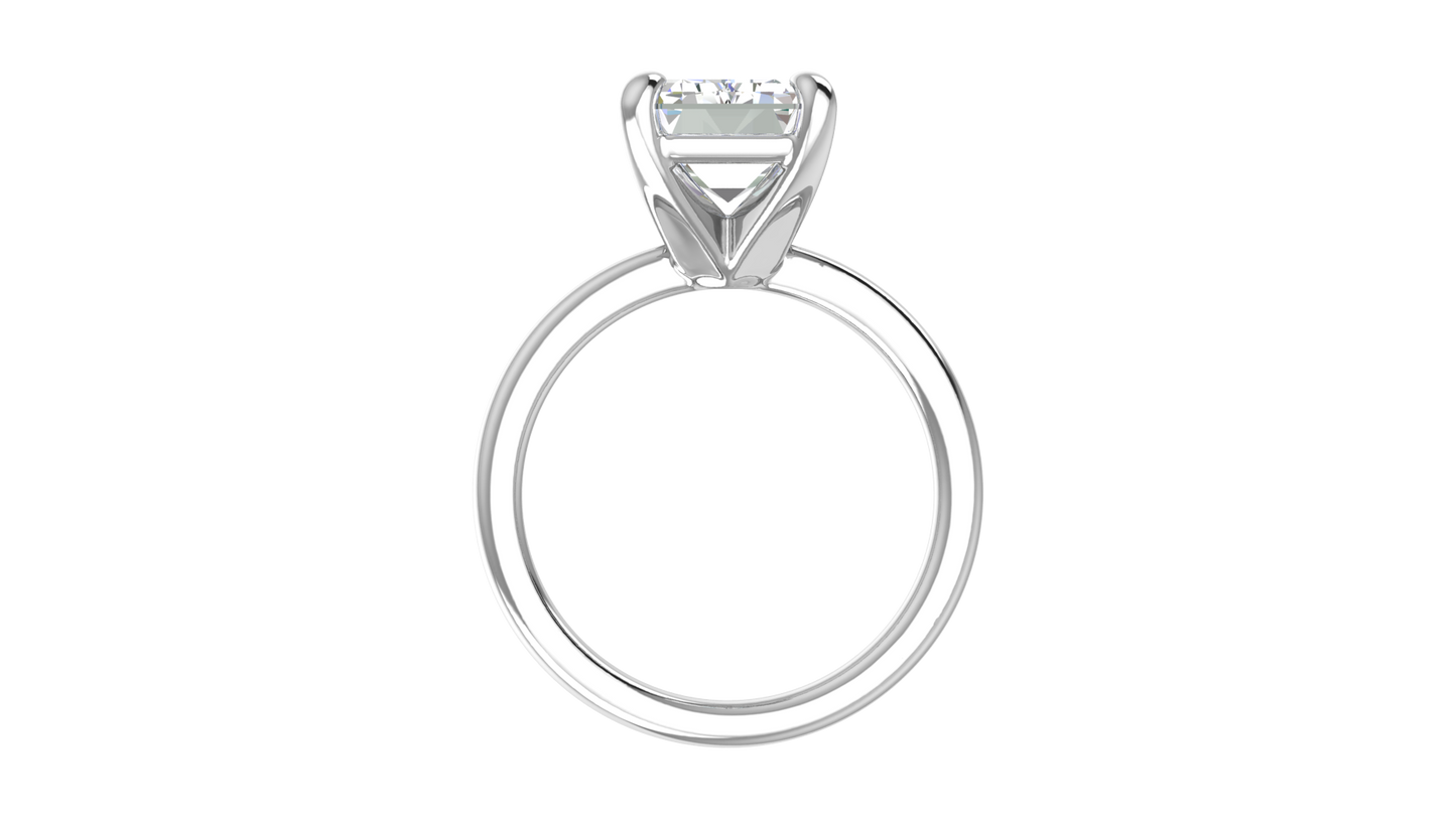 5.00 Ctw Emerald Cut Solitaire Engagement Ring Set In 14K White Gold