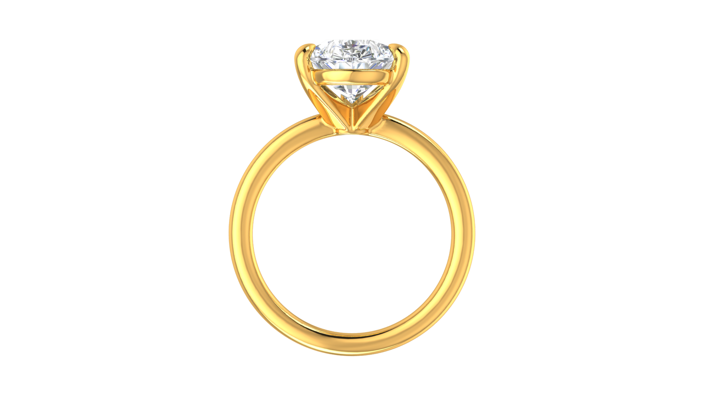 4.00 Ctw Pear Cut Solitaire Engagement Ring Set In 14K Yellow Gold
