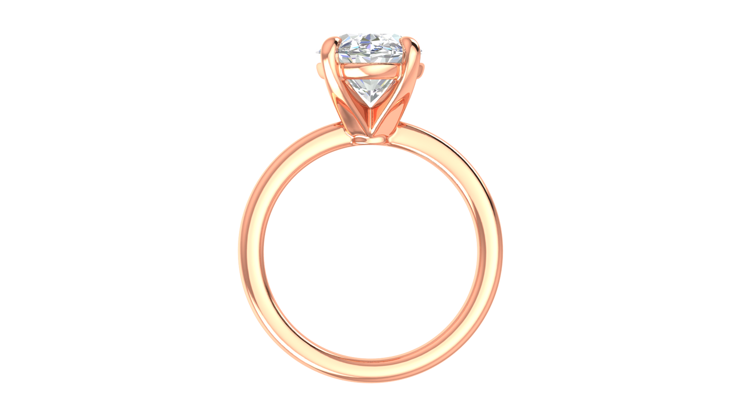 4.00 Ctw Oval Cut Solitaire Engagement Ring Set In 14k Rose Gold