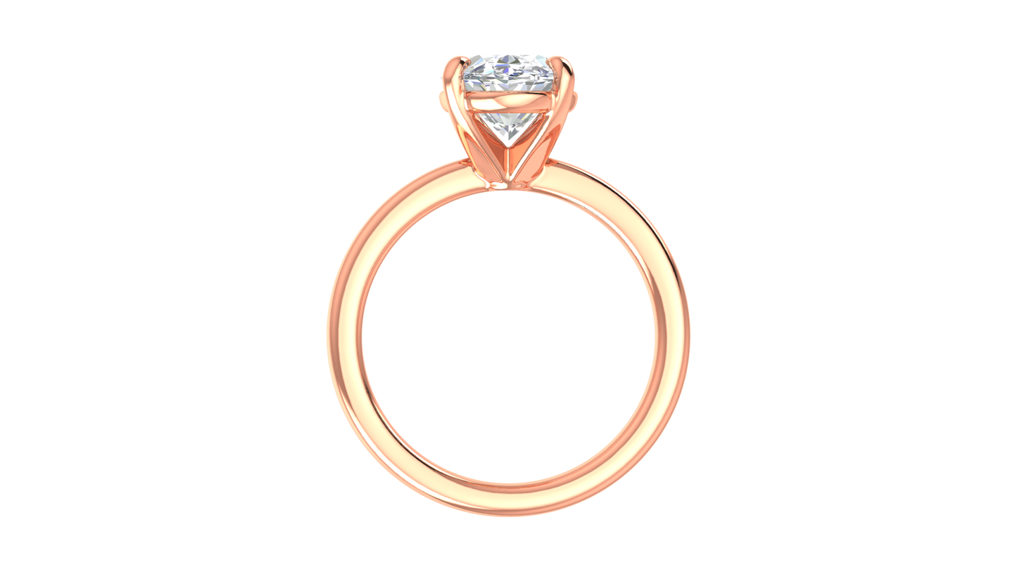 3.00 Ctw Oval Cut Solitaire Engagement Ring Set In 14K Rose Gold