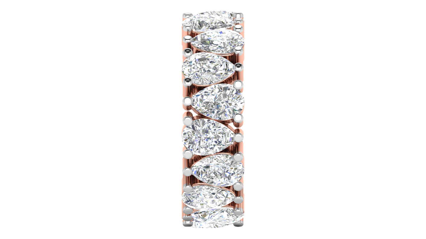 4.40 Ctw Pear Cut Diamond Eternity Band Set In 14K Rose Gold