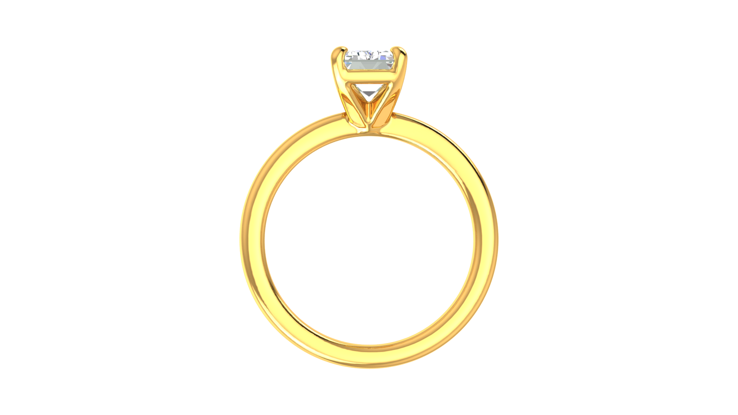2.00 Ctw Emerald Cut Solitaire Engagement Ring Set In 14k Yellow Gold