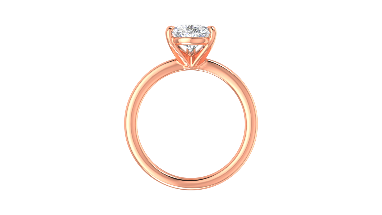 2.00 Ctw Pear Cut Solitaire Engagement Ring Set In 14K Rose Gold