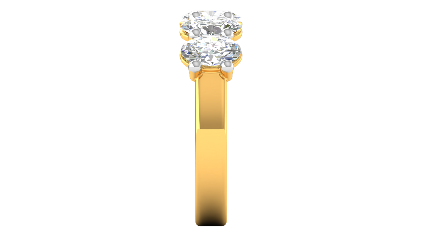 2.50 Ctw Luxurious Oval Cut Five-Stone Wedding Band With U-Shape Prong Setting In 14K Yellow Gold