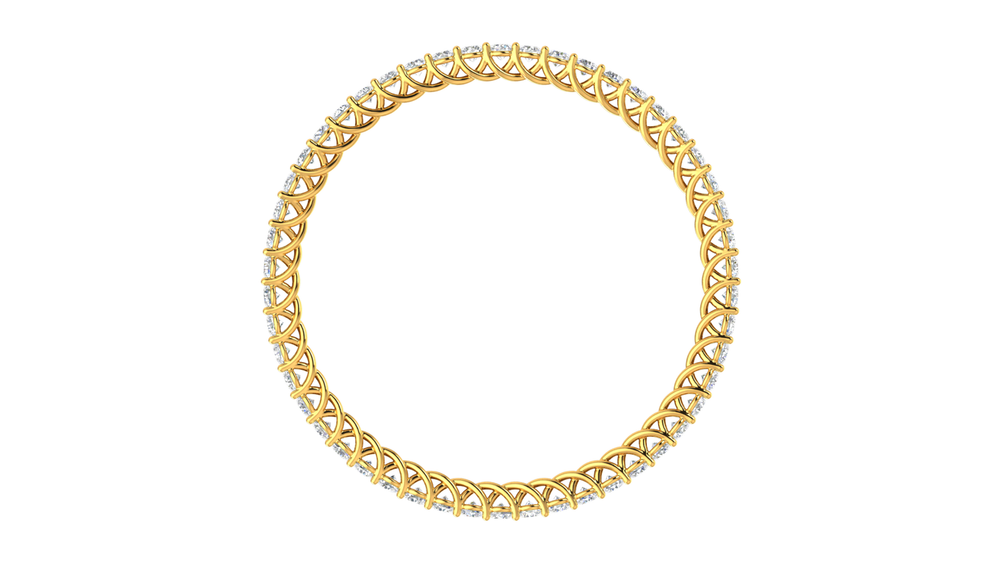 25.00 Ctw Round Cut Diamond Bangle | Twisted Rope Diamond Eternity Bangle Set In Luxury 18K Yellow Gold