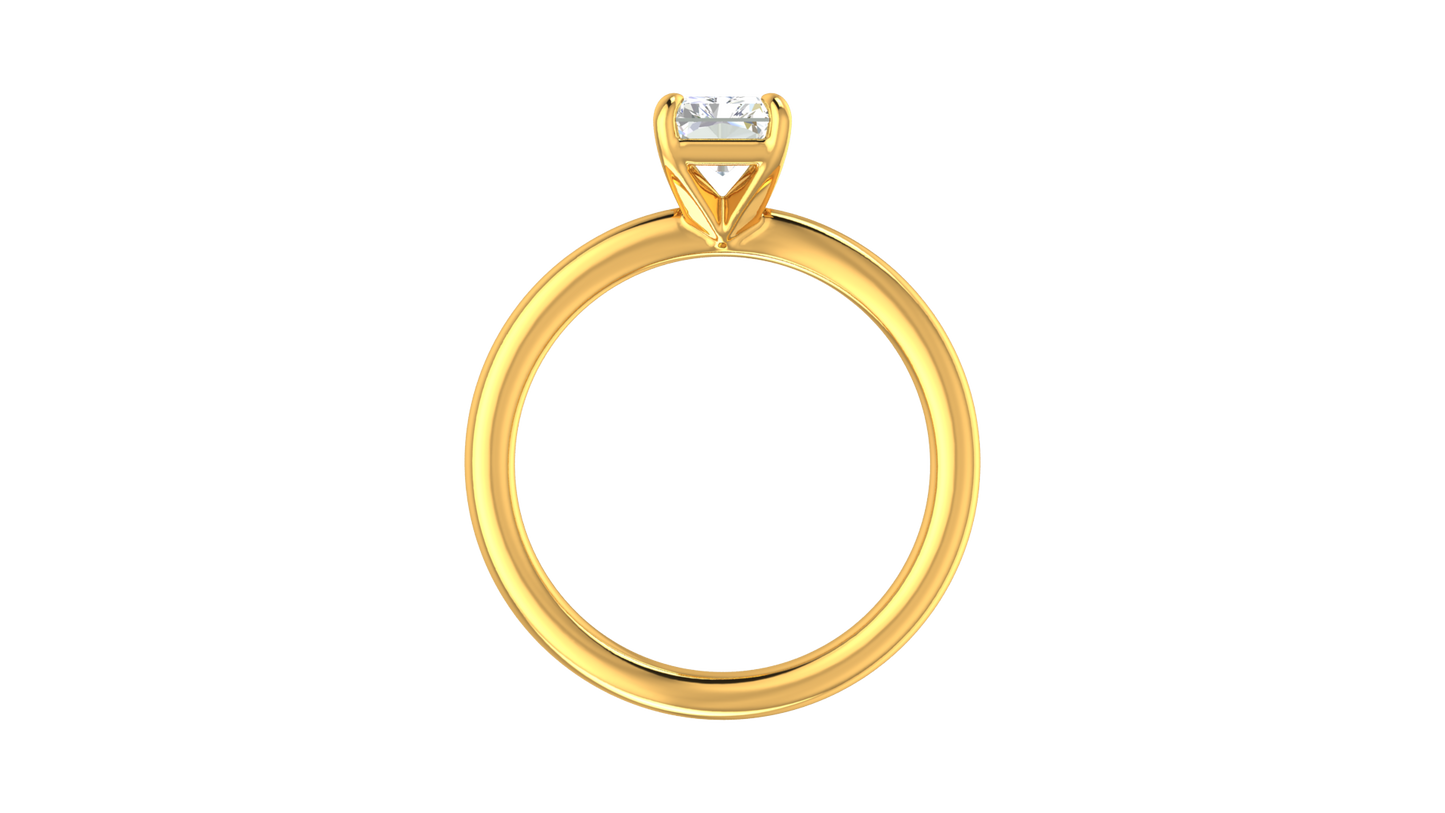 1.00 Ctw Radiant Cut Solitaire Engagement Ring Set In 14k Yellow Gold