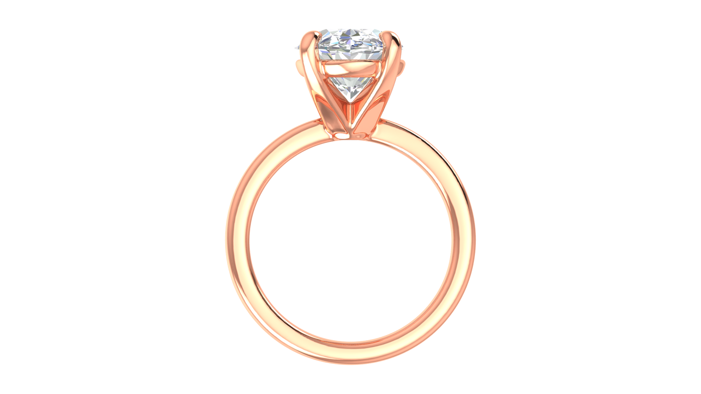 5.00 Ctw Oval Cut Solitaire Engagement Ring Set In 14K Rose Gold