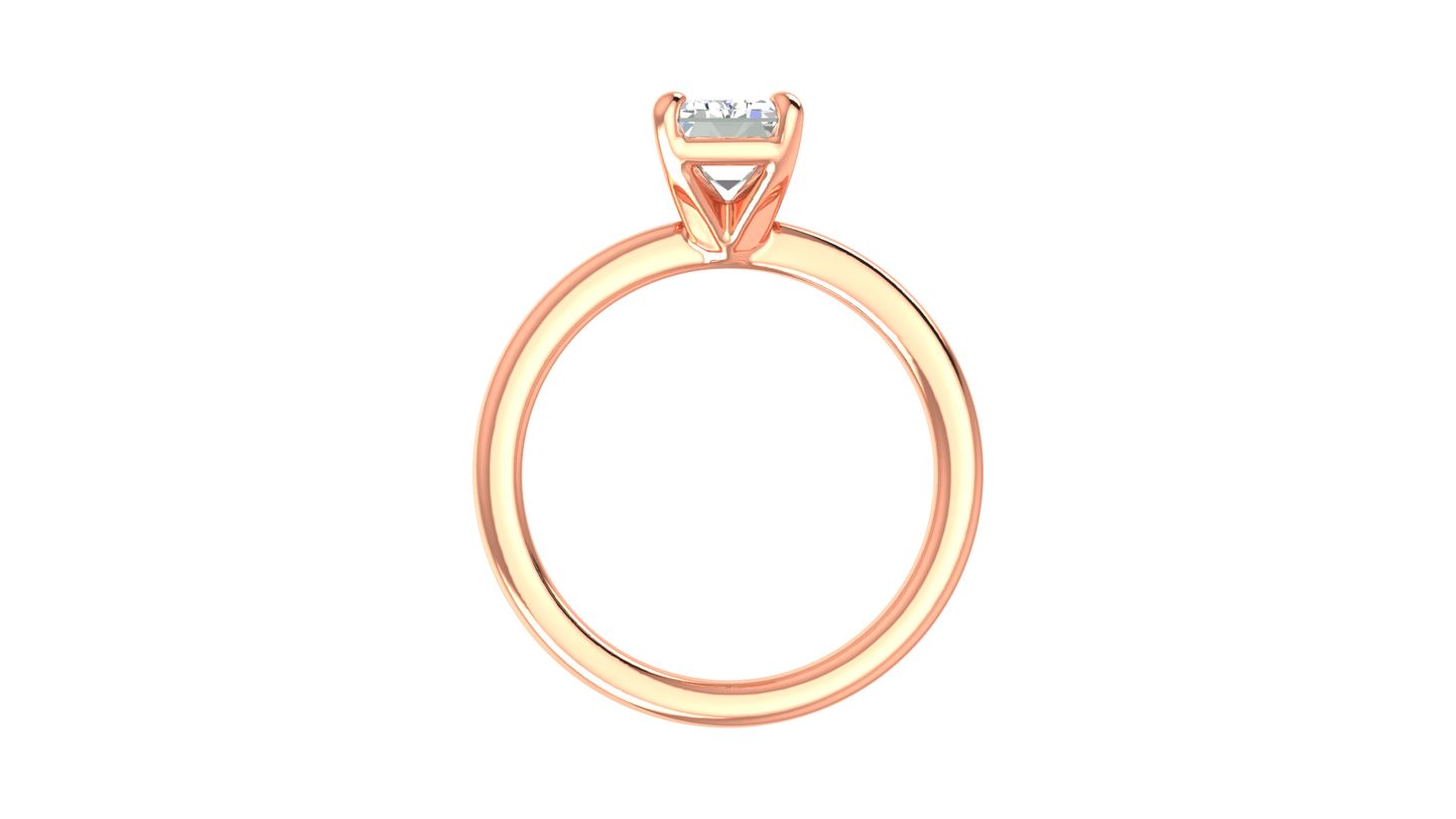 2.00 Ctw Emerald Cut Solitaire Engagement Ring Set In 14k Rose Gold