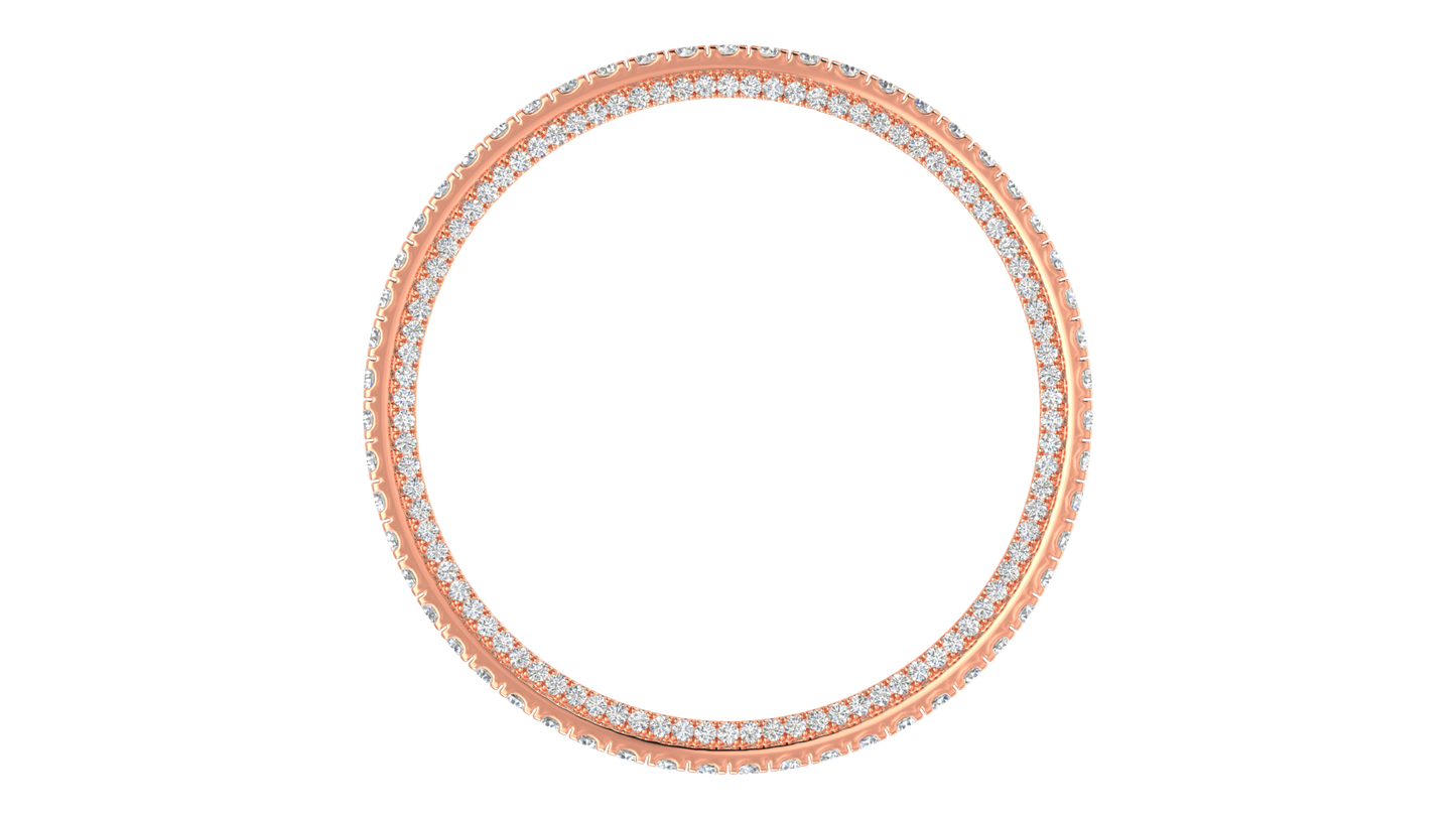 32.40 Ctw Round Cut Diamond Bangle | Double Row Pavé-Set Luxury Diamond Bangle Set In 14K Rose Gold