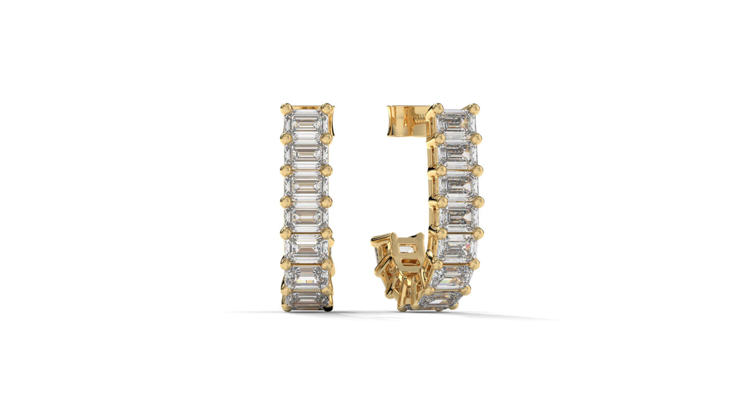2.20 CTW Emerald-Cut Diamond Hoop Earrings in 14K Yellow Gold