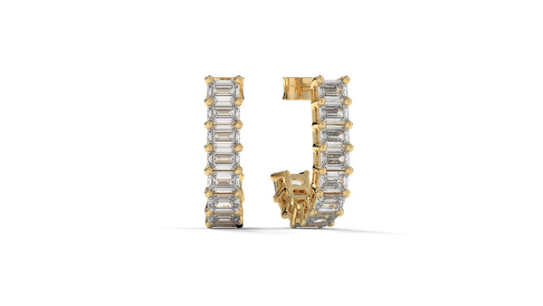 2.20 CTW Emerald-Cut Diamond Hoop Earrings in 14K Yellow Gold