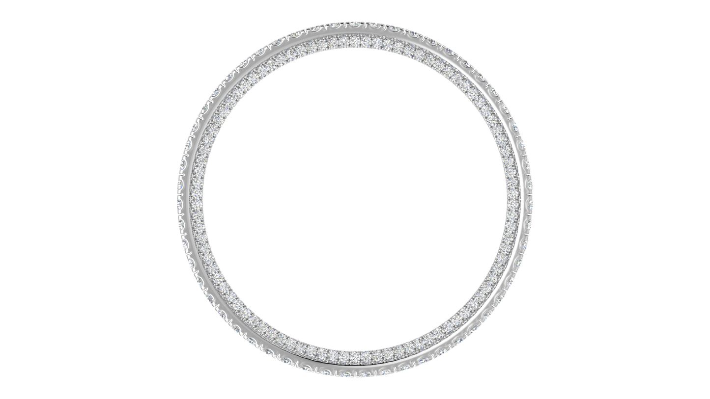 32.40 Ctw Round Cut Diamond Bangle | Double Row Pavé-Set Luxury Diamond Bangle Set In 14K White Gold